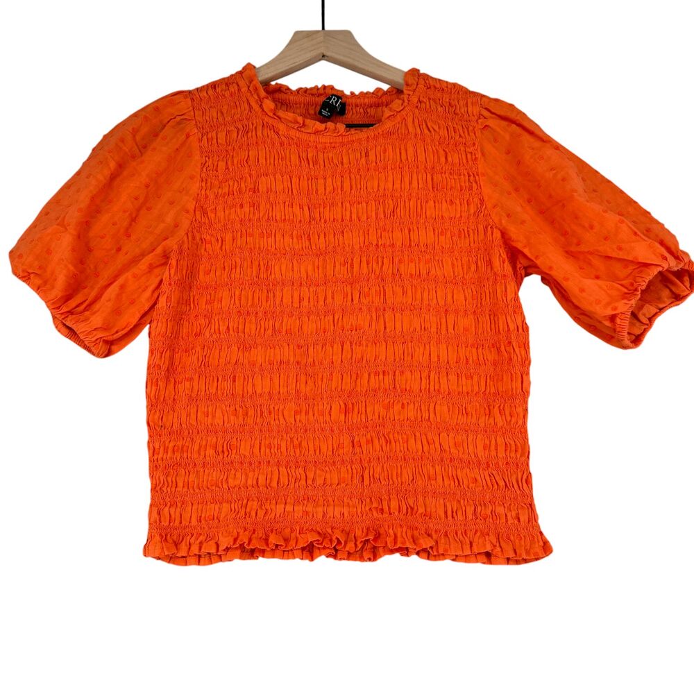 J Crew Top Womens Small Puff Sleeve Textured Voile Smocked Swiss Dot Cotton Fall - Picture 3 of 8